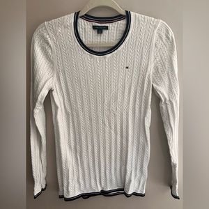 SOLD Tommy Hilfiger white, crew neck, cable knit sweater